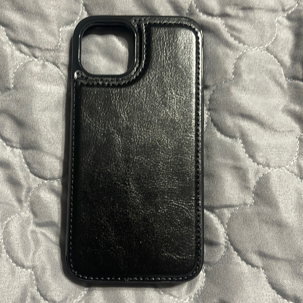 New IPhone 13 black leather Id case